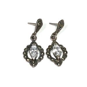 925 Marsala Earrings Sterling Silver Drops Dangles Vintage 4.20g